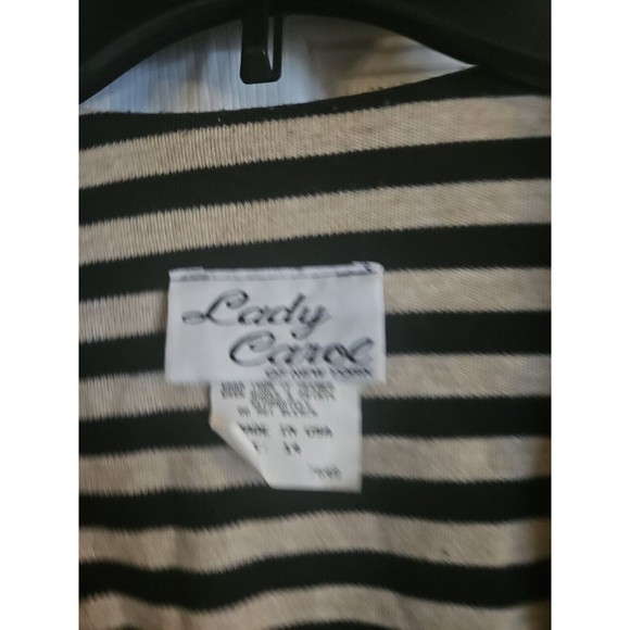 Lady Carol of New York  Womens Size 14 Open Front Cardigan Vintage Striped - Picture 2 of 4